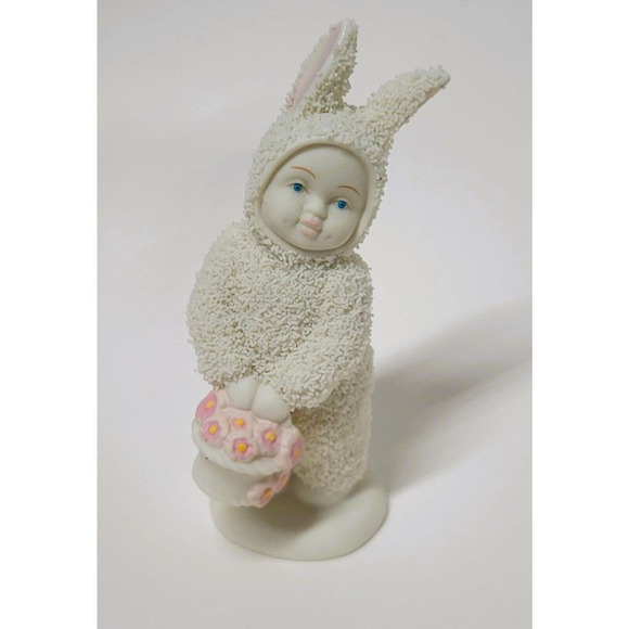 Easter Dept. 56 Snowbabies Snowbunnies A Basket of Cheer Retired Spring Bunny - Picture 7 of 7